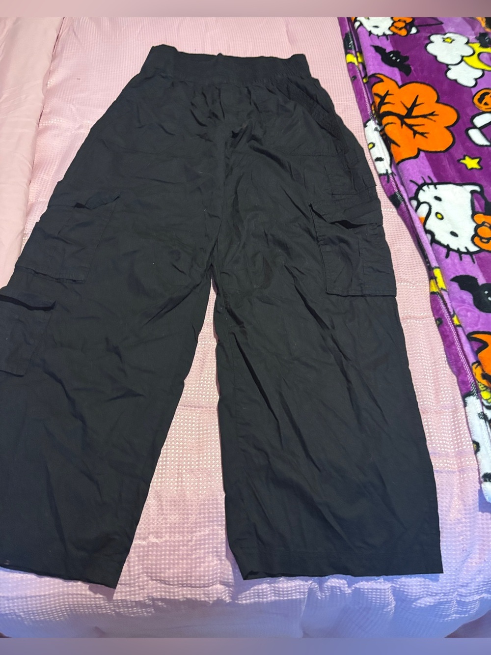 AERIE Black Wide-Leg Cargo Lounge Pants Women Size Medium Regular
